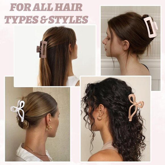 Silicone Hair Clips Set Non-Slip Strong Hold Bow & Claw Clips for Women